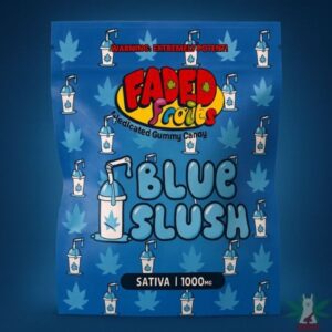 Faded Fruits Blue Slush gummies from Leafy Llama Dispensary – premium cannabis edibles in Arlington VA.